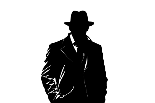 Black silhouette of a secret agent ai generativ png