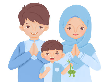 Muslim Family Greeting Eid Mubarak png
