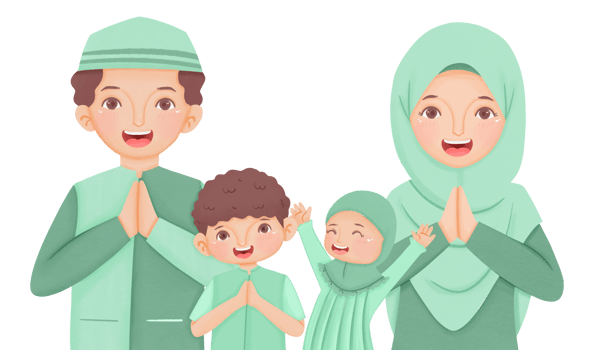 Muslim Family Greeting Eid Mubarak png