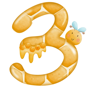 Numbers honey watercolor clip art png