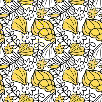 Summer bright seamless pattern. Doodle art. vector