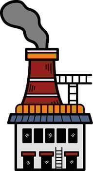 A large factory with smoke coming out of the top vector