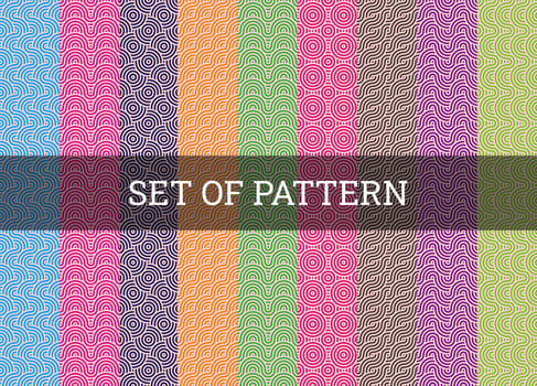 Set of Seamles pattern Circle Abstract Full Color vector