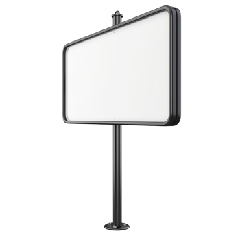 Empty billboard on a stand with a transparent background png