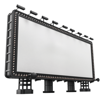 Large empty billboard with a bright illuminated frame png