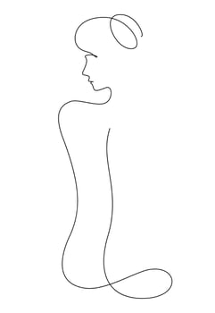 continuous line drawing of beauty woman back thin line illustration vector