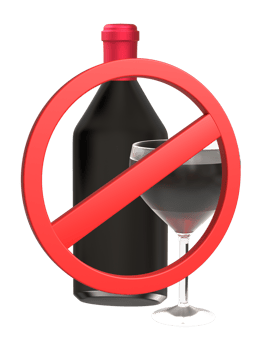 3D Red wine bottle with not allow sign rendering for mockup png