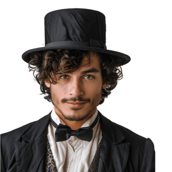 Elegant man in top hat and tuxedo with vintage style png