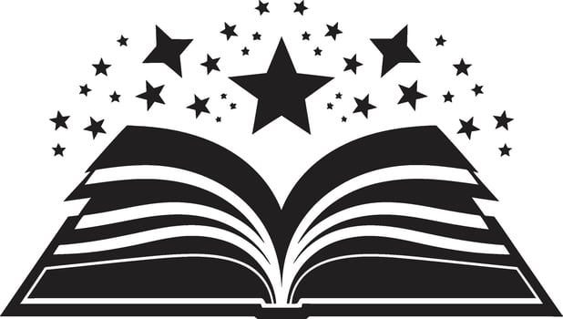 Reading Experience Emblem Elegant Black with Open Book Opened Book Elegance Stylish for Literary Appeal vector