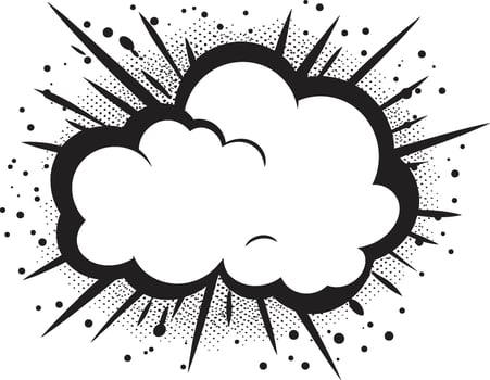 Comic Creation PopArt Speech Cloud in Black Expressive Encounter Dynamic Black Bubble vector