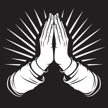 Sacred Gesture Praying Hands Black in 80 Words Divine Embrace of Praying Hands in Black Simplicity vector