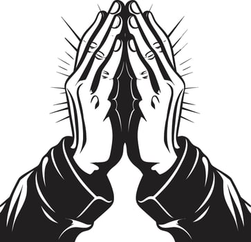 Faithful Fingertips Black of Praying Hands Unveiled Spiritual Symbol Praying Hands Black in 80 Words vector