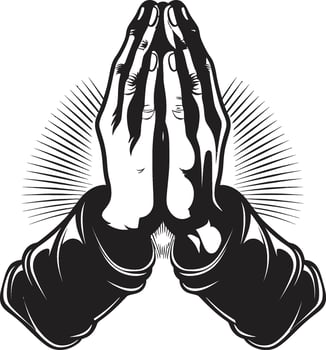 Faithful Fingertips Black of Praying Hands Unveiled Spiritual Symbol Praying Hands Black in 80 Words vector