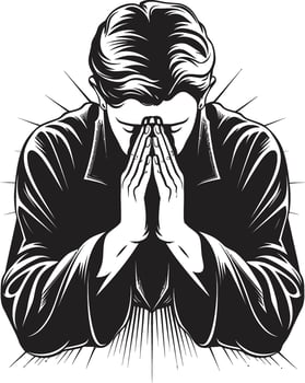 Reverent Reverie Black Icon Design of Praying Man Hands Seraphic Symbols Praying Man Hands Logo in Black vector