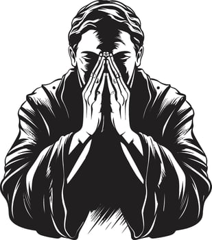Divine Dynamics Praying Man Hands Design in Black Celestial Constructs Black Iconic Praying Hands vector