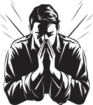 Divine Dimensions Praying Man Hands in Black Heavenly Hues Iconic Black Logo of Praying Hands vector