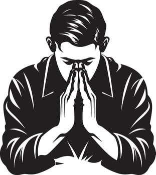 Serene Symbolism Black Design of Praying Hands Divine Dynamics Praying Man Hands Logo in Black vector