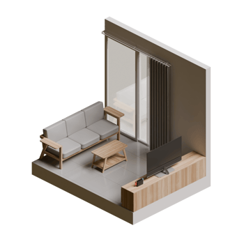 Living Room Isometric 3D Render illustration png