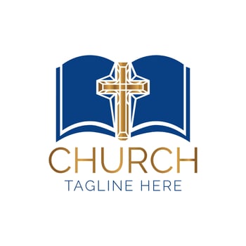 Gold and Blue Christian Church Logo Design vector