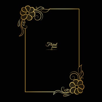 Gold shiny glowing vintage frame with flower isolated floral background Golden luxury frame vector