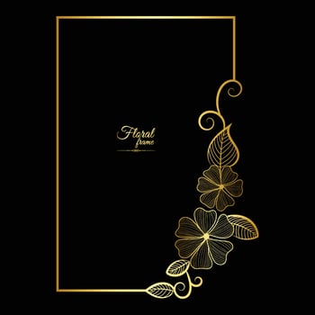 Gold shiny glowing vintage frame with flower isolated floral background Golden luxury frame vector