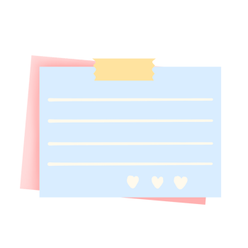 a note pad with hearts on it, on a transparent background png