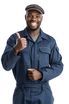 portrait of an afro american male car mechanic with thumb up pose png