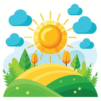 Illustration of Painting of the sun rising in the morning Used for hanging on a room wall. vector