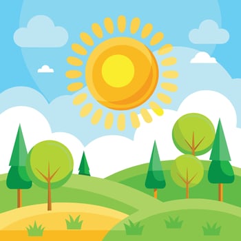 Illustration of Painting of the sun rising in the morning Used for hanging on a room wall. vector