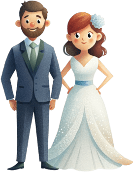 bride and groom in wedding png