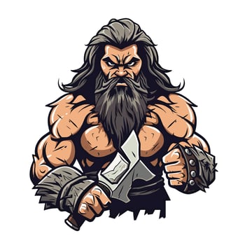 Barbarian Warrior in Fur Clothing vector