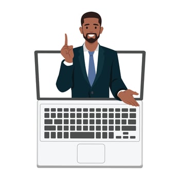 Young black man teaching online for Online education. vector