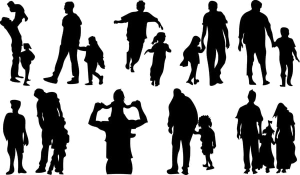 Father and son silhouette design vector