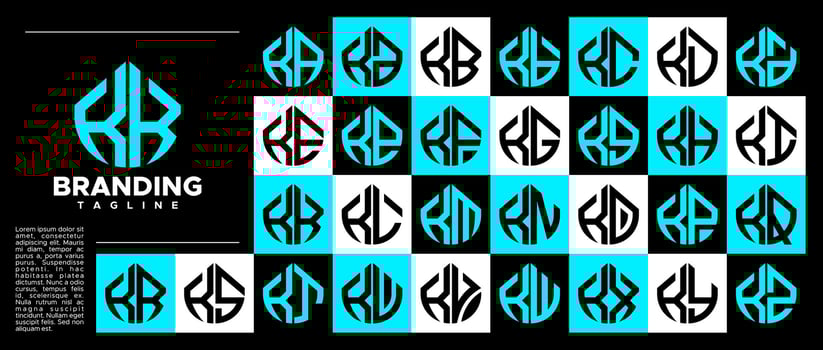 Modern abstract initial letter K KK logo stamp set vector
