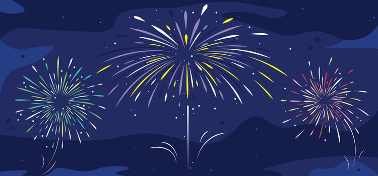 Celebration Background Decoration with Colorful Fireworks Flat Illustration vector