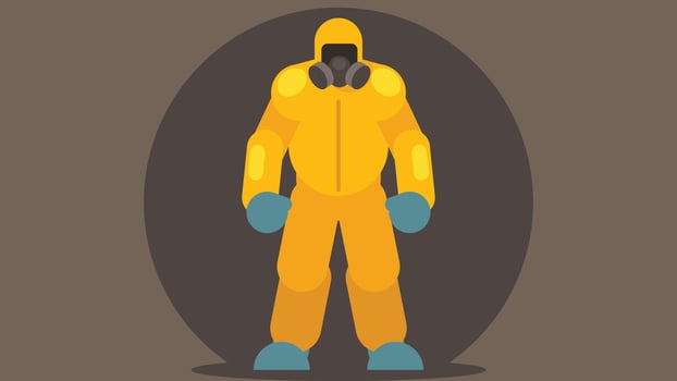 medical isolation protective suit for nuclear and medical events illustration vector
