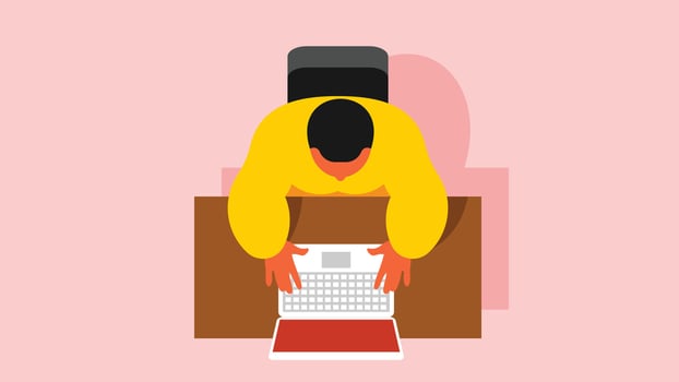 Person works on a laptop in office illustration vector