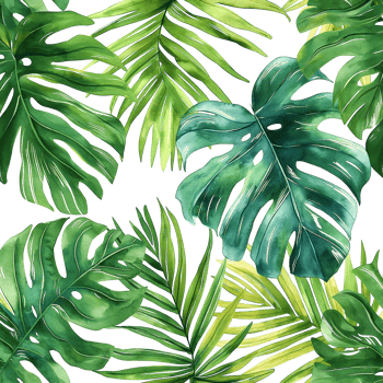 Watercolor painting of botanical tropical leaves isolated on transparent background. png