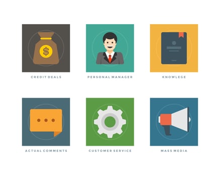 Business flat design icons illustration vector