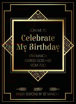 Geometric Gatsby Art Deco Style Birthday Invitation Design vector