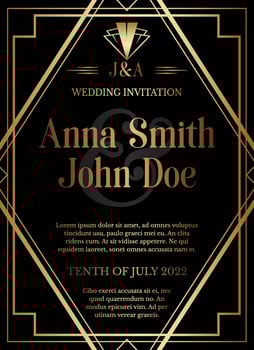 Geometric Gatsby Art Deco Style Wedding Invitation Design vector