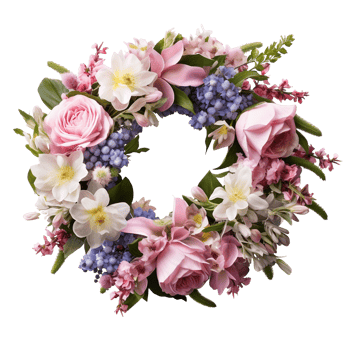 flower wreath on transparent background with copy space png