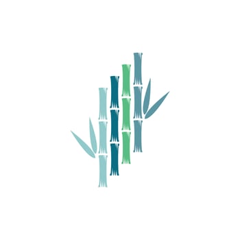 Bamboo logo with green leaf icon template vector