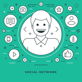 Flat line illustration. Modern thin linear stroke icons. vector