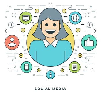 Flat line Business Concept illustration. vector