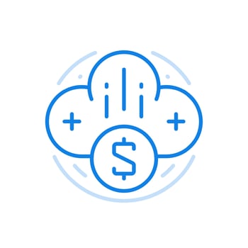 Cloud business surfing line icon. Online investment management and remote marketing connectivity. vector