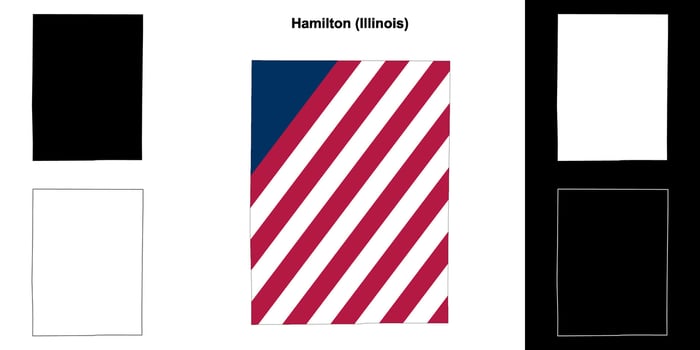 Hamilton County, Illinois outline map set vector