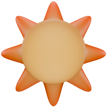 3D sun abstract shapes in cartoon style png