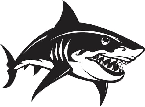 Underwater Dominance Elegant Black Shark Emblem Predators Presence Black for Fearsome Shark vector