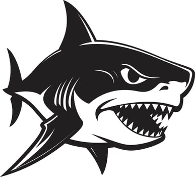 Oceanic Apex Elegant Black Shark Emblem Sleek Swimmer Black for Majestic Shark vector